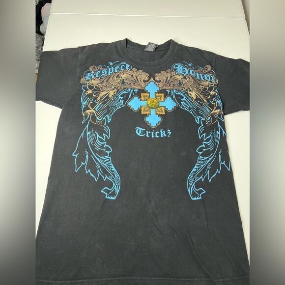 Vintage TEE TREE T-SHIRT BLACK GOTHIC STYLE SIZE L - Picture 3 of 10